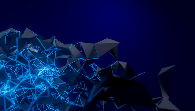 3D Digital Network Blue Technology Background