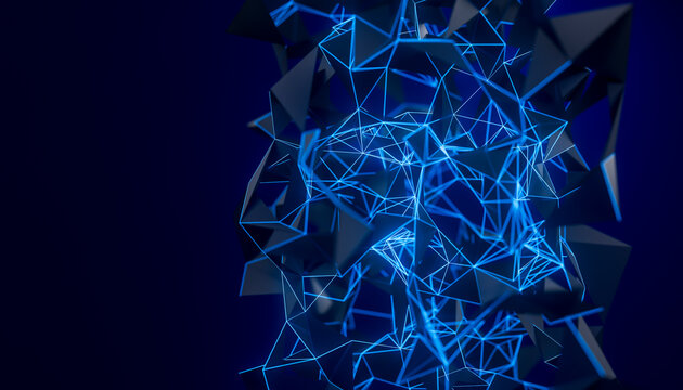 3D Artificial Intelligence Network Wireframe Background