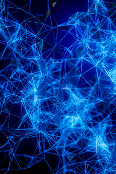 3D Neural Network Technology Blue Background