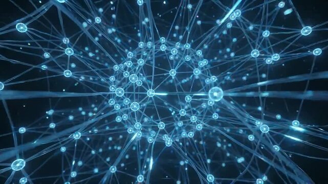 Global network connection glowing abstract sphere with digital lines and nodes representing data transmission and communication technology