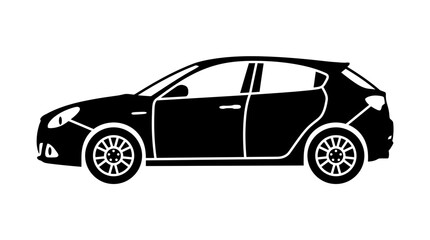 Naklejka premium Black silhouette of a modern car on a white background.