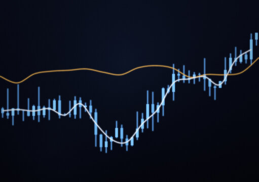 Deep space financial stock market trend line trading chart background