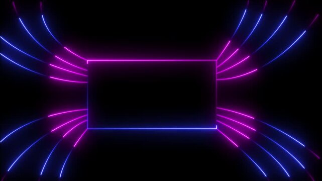 Noe red and blue color lines loop animation on black , background Abstract beautiful neon pattern lines purple purple color moving animation. abstract beautiful technology background rectangle video.