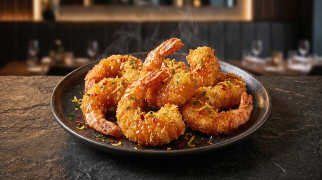 Crispy hot honey lemon king prawns, Sweet and spicy Dish