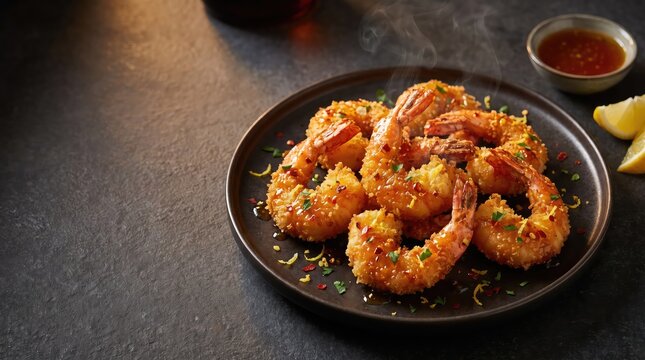 Crispy hot honey lemon king prawns, Sweet and spicy Dish
