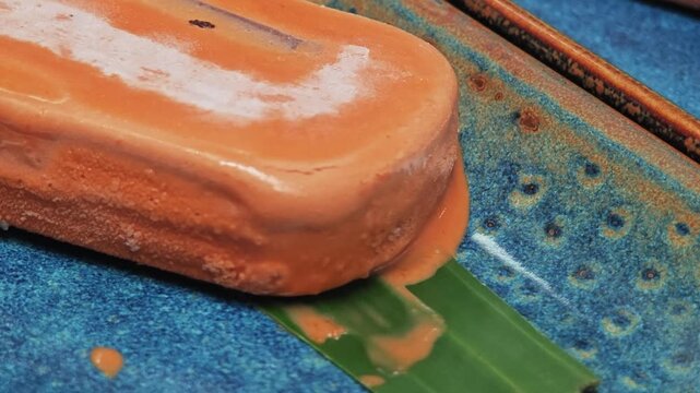 Thai tea and chocolate brownie popcicle ice cream.