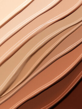 Makeup Liquid foundation composition background. BB CC Cream Concealer texture. Cosmetic product brush swatch