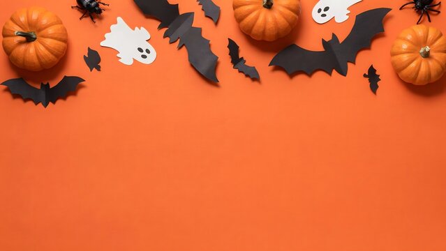 Halloween Decorations with Pumpkins, Bats, and Ghosts for Festive Spirit