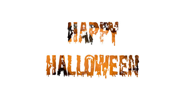 Happy Halloween with pumpkins filling the type Isolated on transparent background&nbsp;