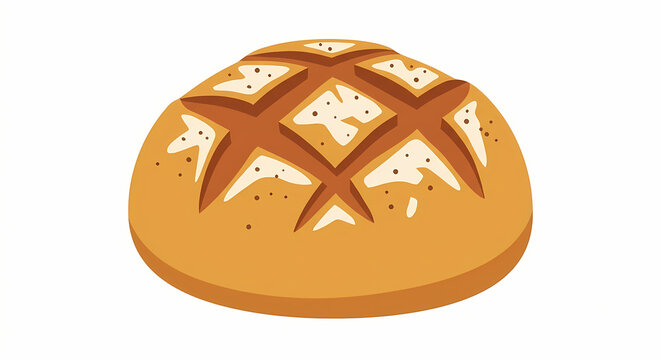 Freshly baked artisanal sourdough bread loaf with slice vector illustration isolated