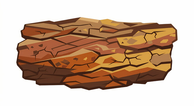 Textured piece of brown tree bark vector illustration isolated on white background