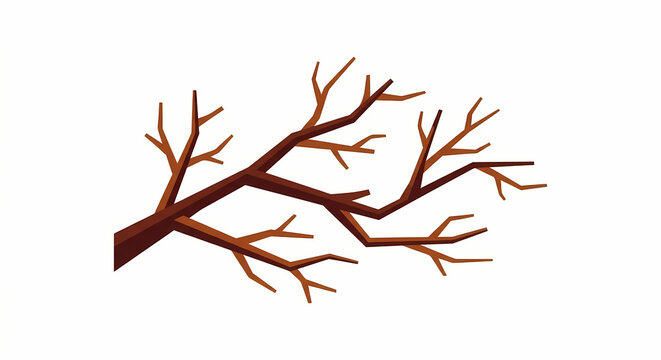 Small bare autumn tree twig vector graphic element isolated on white background