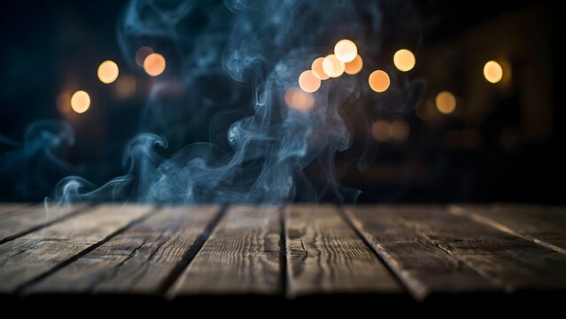Halloween-themed smoky candles on rustic wooden surface