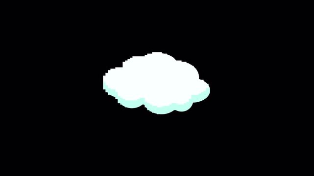 2d retro cloud icon animation on alpha channel 4k video