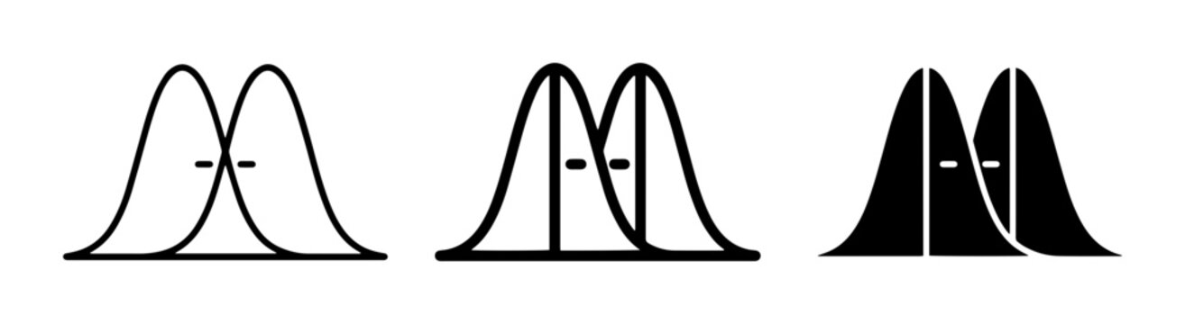 Statistical Distribution Curves, Probability Graphs, Data Analysis Icons
