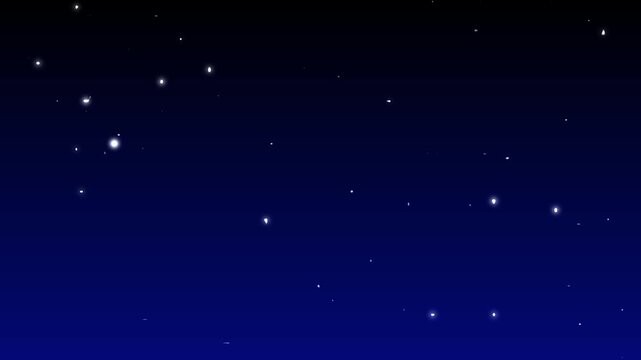 Glowing Twinkling Stars On Dark Blue Night Sky Background Loop