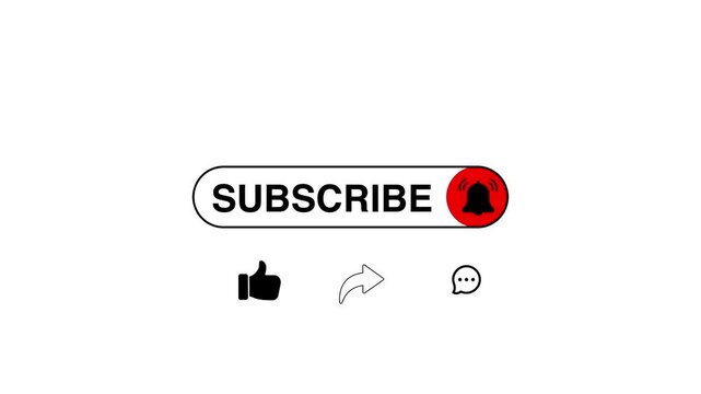 Like comment subscribe notification bell and share animated lower third icon button animation. On a transparent background motion graphics design 