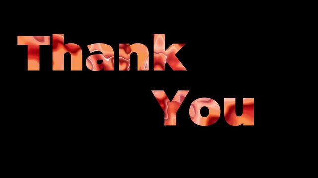 "Thank you" text with orange and fire red animation on a black background