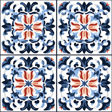Abstract floor tile texture with repeating ornamental motif for interior and surface design