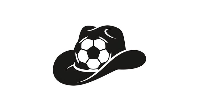 Cowboy hat with integrated soccer ball icon design