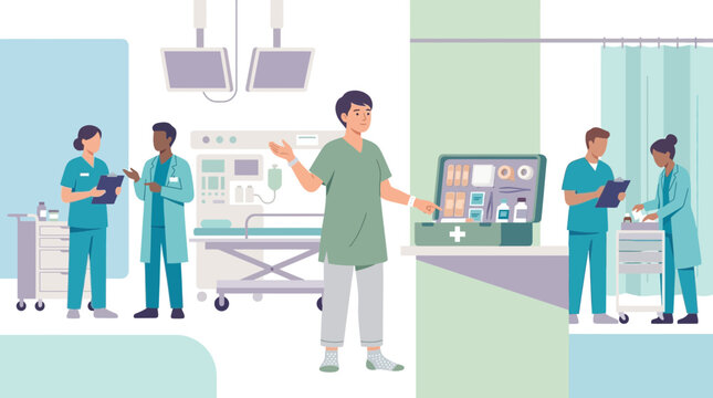 Doctor, Nurse, Patient, Medical Care, Hospital Scene, First Aid Kit