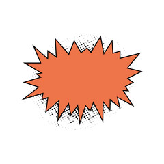 Orange jagged starburst shape with black outline and halftone dots for comic effect art. © SAYEMART