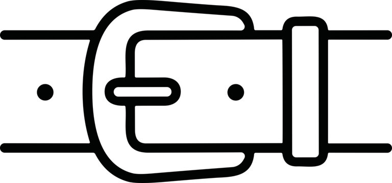 Minimalist belt buckle icon, outline drawing, fashion accessory detail