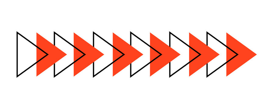 Repeating arrow pattern featuring orange triangles and black outlines for UI navigation.