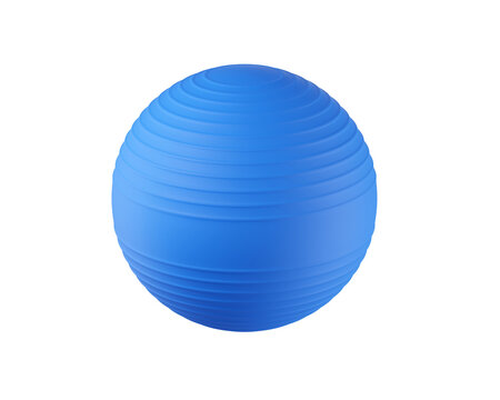 3D Blue Exercise Ball Isolated. Premium stability ball for core workouts, balance training, and home gym. 3d render
