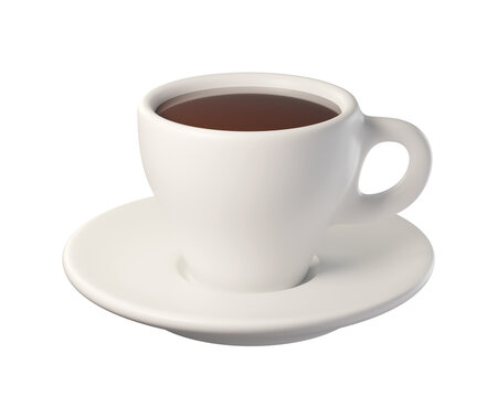 3d White Ceramic Coffee Cup and Saucer Isolated. Ideal for home, office, cafe and everyday coffee rituals.
