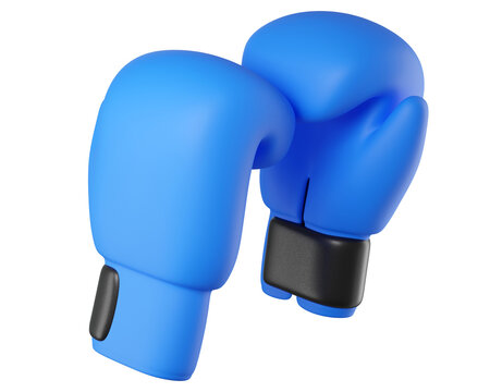 3D Cartoon Blue Boxing Glove Isolated. Premium fitness icon for sport, workout tracking, health app. 3d render

