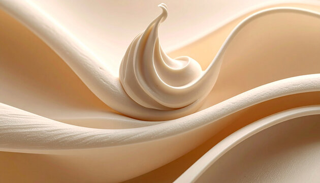 Creamy cosmetic lotion swirl and smooth moisturizer texture close up