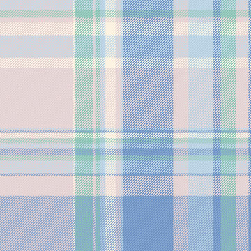 Party fabric tartan background, refresh check pattern seamless. Expressive vector textile texture plaid in light and blue colors.