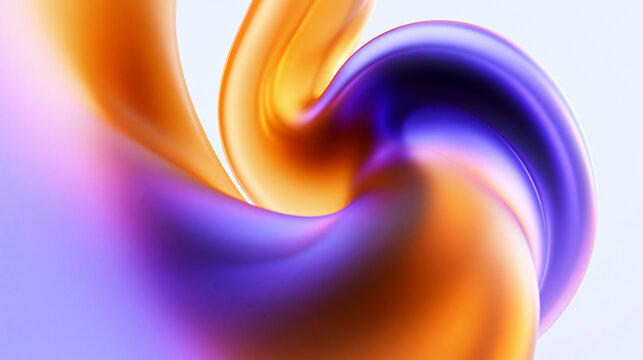 Abstract 3D Fluid Swirl with Purple and Orange Gradient