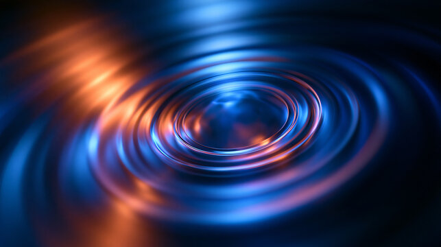 Abstract Liquid Ripples with Glowing Blue and Orange Reflections