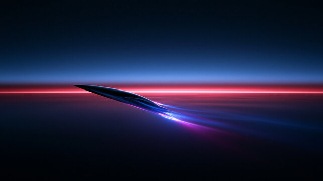 Hypersonic Futuristic Spacecraft Flying Fast Above Planet Atmosphere