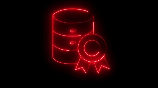 Data certification and compliance line animation. Verified information storage animated icon. Certification Badge Icon with Security motion graphic ck video.