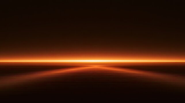 Fiery horizon ablaze with light, casting long shadows on dark ground