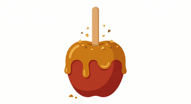 Warm Baked Apple Dessert with Spices and Nuts Cozy Autumn Culinary Graphic Illustration Isolated on White