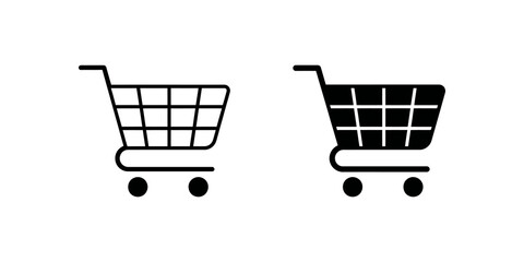 Shopping cart trolley icons in linear and solid black for ecommerce. ©  图像