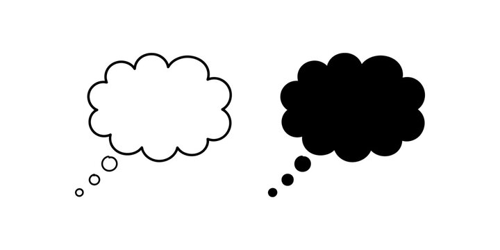Cloud thought bubble icons for dreaming and thinking concepts on grid.