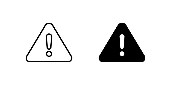 Warning alert flat icon set black triangle caution danger sign symbol.