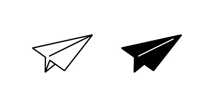 Paper plane icons outlined and solid black for email messaging interface.