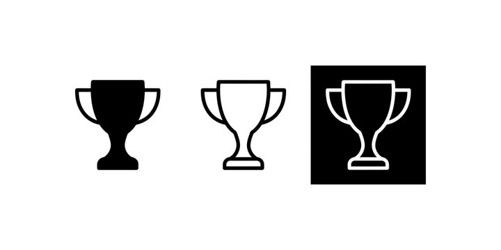 Winner trophy cup set in various styles for championship achievement.