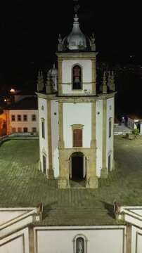 Gloria Church In Rio De Janeiro Brazil. Bird Eye View Of Church Standing Tall Amidst Beautiful Scenery. Night Downtown Cityscape. Illuminated Skyline. Rio de Janeiro Brazil.