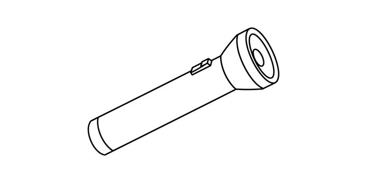 Flashlight outline icon with black lines for emergency lighting usage.