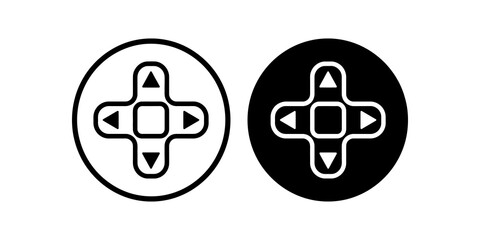 Digital gamepad controller navigation icon in outline and solid versions. ©  图像