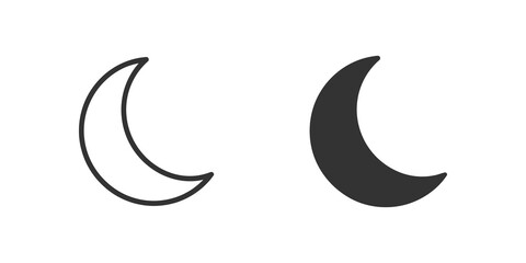 Crescent moon phase icon with minimalist black and white vector design. ©  图像