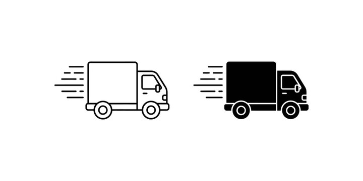 Fast delivery truck icons in outline and solid styles for web interfaces.