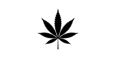Fototapeta premium Marijuana cannabis leaf icon flat black design for health and botanical.